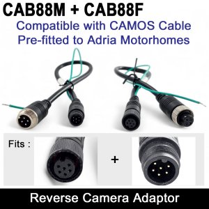 Adria/CAMOS 6 Pin Compatible Reversing Camera Adaptor Set to 4 Pin | CAB88M + CAB88F