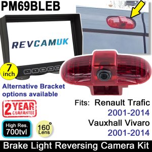 Renault Trafic/Vauxhall Vivaro (2001-2014) Reversing Camera Kit for Brake Light with 7" Monitor | PM69BLEB