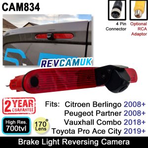 Citroen Berlingo, Peugeot Partner, Vauxhall Combo, Toyota Pro Ace City Reverse Camera for Brake Light | CAM834