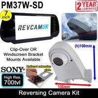 White Sony CCD Roof Overhang Reversing Camera Kit with Mirror Monitor| PM37W-SD