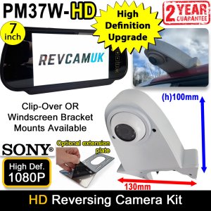 White Sony AHD Roof Overhang Reversing Camera Kit with Mirror Monitor| PM37W-HD