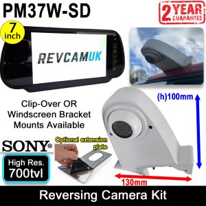 White Sony CCD Roof Overhang Reversing Camera Kit with Mirror Monitor| PM37W-SD