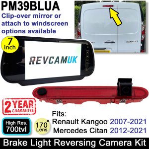 Renault Kangoo and Mercedes Citan Mirror Monitor and Brake Light Reversing Camera Kit  | PM39BLUA