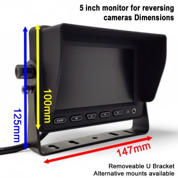 Number Plate Bolt/Post Mounted Reversing Camera Kit with 5" Display | PM55J-SD