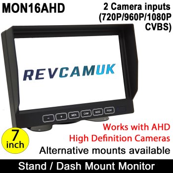 7" dash mount monitor suitable for AHD 720P / 960P / 1080P AHD signal reverse camera inputs
