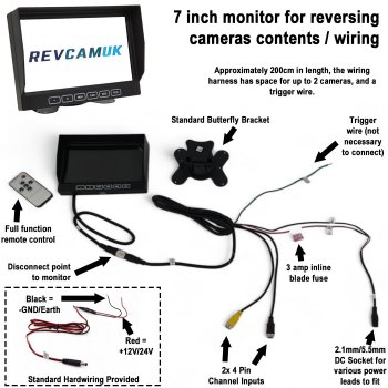 7 inch ahd dash monitor for reversing cameras - dimensions