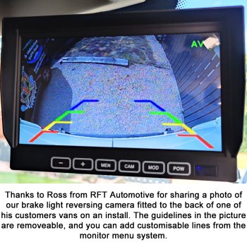 Ford Transit Custom Reversing Camera Kit to fit 2012-05/2016 (Bulb Brake Light Version) vans - 7" Display | PM69BLG