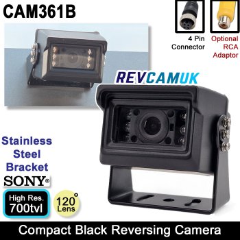 Compact Black Bracket Reverse Camera | Sony 1/3" 700TVL CCD | CAM361B