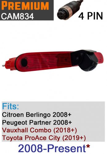 Citroen Berlingo and Peugeot Partner 2008 - Present, and Vauxhall Combo 2018+ Reverse Camera | CAM834