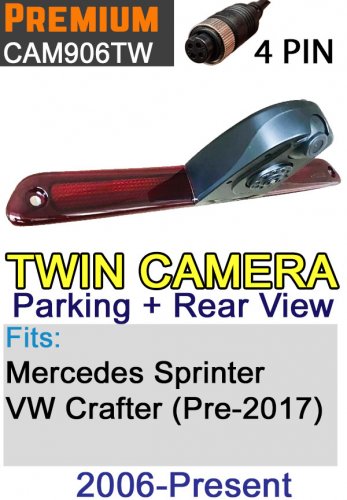 Mercedes Sprinter 2006-present and VW Crafter 2006-2017 Twin Brake Light Reverse and Rear View Camera | CAM906TW