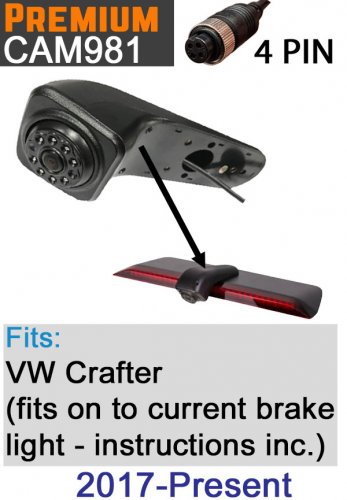 VW Crafter (2017+) reverse camera to fit to existing brake light - CAM981