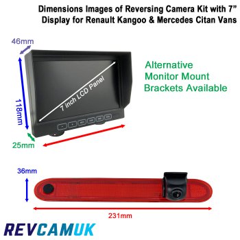 Renault Kangoo and Mercedes Citan 7" Monitor and Brake Light Reversing Camera Kit  | PM69BLUA