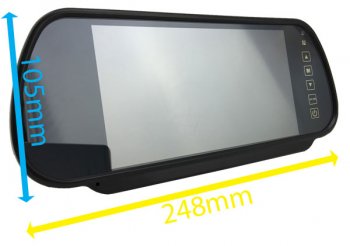 DW35F - Wireless kit with 7" mirror monitor + receiver box + numberplate frame camera + sender box