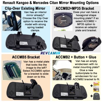 Renault Kangoo and Mercedes Citan Mirror Monitor and Brake Light Reversing Camera Kit  | PM39BLUA