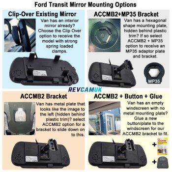 Ford Transit 2014+ Twin Lens Brake Light Reversing + Rear view Camera Kit with 7" Mirror Monitor | PM39BLCTW
