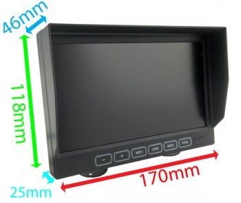 DW61 - Wireless kit with 7" dash monitor + receiver box + black bracket camera + sender box