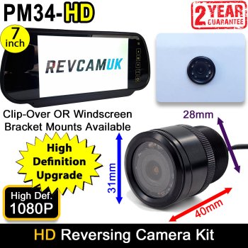 High Definition Flush Bumper/Bullet Reversing Camera Kit with 7" Mirror Monitor | PM34-HD