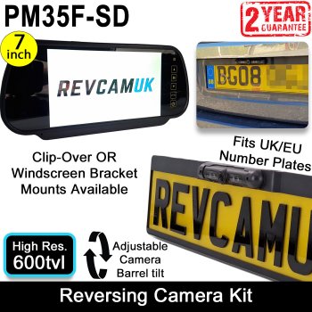 Number Plate Frame Reversing Camera Kit with 7" Mirror Monitor | PM35F-SD