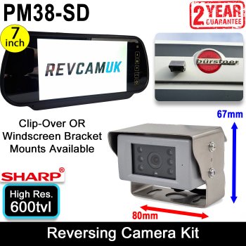 Sharp CCD Polished Stainless Steel Bracket Reversing Camera Kit including 7" Mirror Monitor | PM38-SD