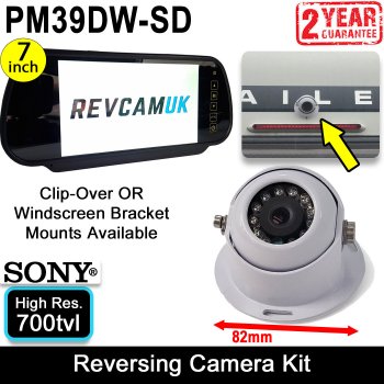 White Sony CCD Dome Reversing Camera System for Motorhome with 7" Mirror Monitor | PM39DW-SD