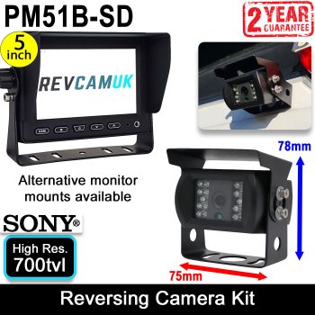 Sony CCD Black Bracket Reversing Camera Kit with 5" Display | PM51B-SD
