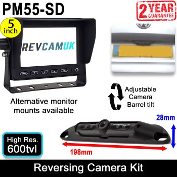 Number Plate Mounted Reversing Camera Kit with 5" Display | PM55-SD