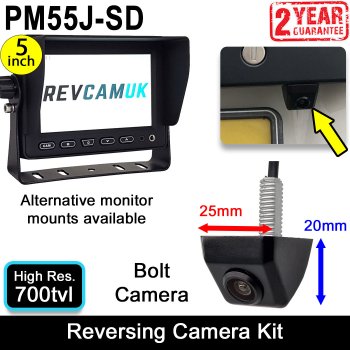 Number Plate Bolt/Post Mounted Reversing Camera Kit with 5" Display | PM55J-SD