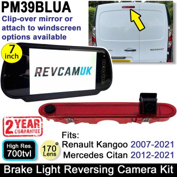 Renault Kangoo and Mercedes Citan Mirror Monitor and Brake Light Reversing Camera Kit  | PM39BLUA