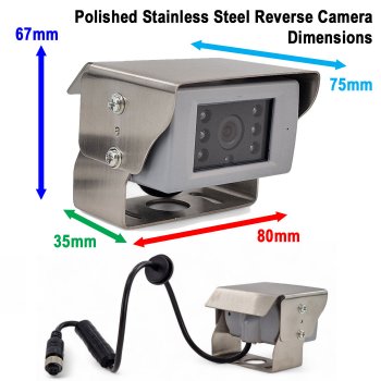 Sharp CCD Polished Stainless Steel Bracket Reversing Camera Kit including 7" Mirror Monitor | PM38-SD