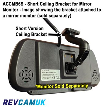 Short Version Ceiling Mount Swan neck bracket for non clip-over mirror monitors with 4 screw hole mounting - ACCMB6S
