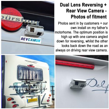 White Twin Motorhome Sony CCD Dual Lens Reversing + Rear View Camera Kit with Mirror Monitor | PM33W-SD