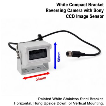 7" Mirror Monitor and White Sony CCD Compact Bracket Reversing Camera Kit | PM36W-SD
