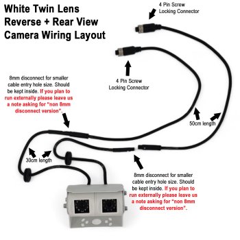 White Twin Motorhome Sony CCD Dual Lens Reversing + Rear View Camera Kit with Mirror Monitor | PM33W-SD