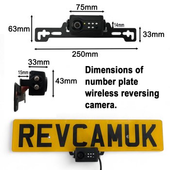 60M Digital Wireless Number Plate Reversing Camera | Built in Aerial + TX Transmitter | WC6560